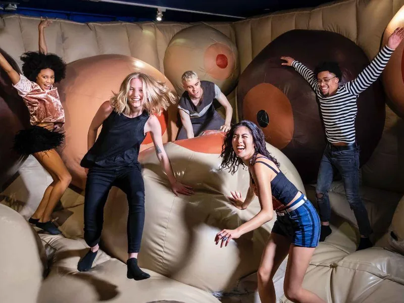 An exhibition gallery inside the Museum of Sex, an adults-only museum in New York